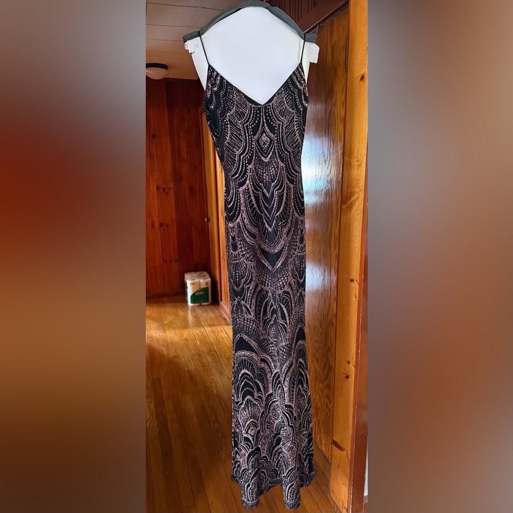 Sequin Patterned Black Evening Jumpsuit gown - image 2